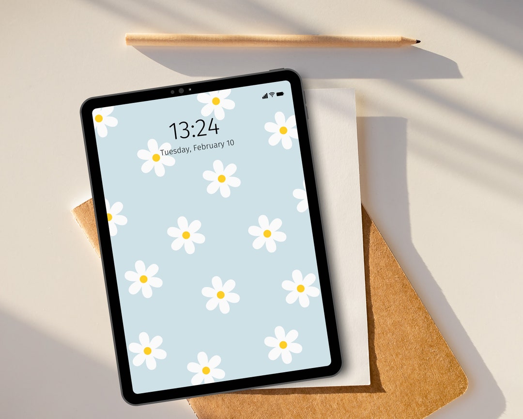 Daisy Flower iPad Wallpaper I iPad Wallpaper Cute I Blue Floral