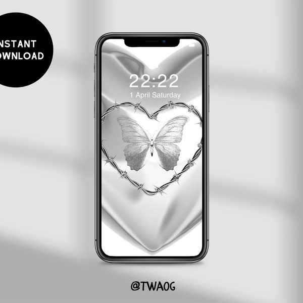 Silver Butterfly Wallpaper Etsy