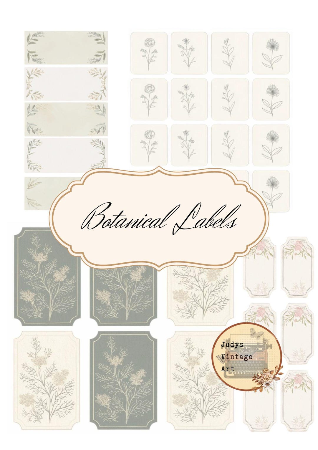 Botanical Labels Printables Digital Kit - Etsy