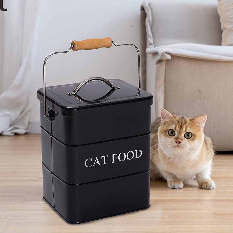Cat Food Storage Container With Lid and Scoop Black Cat Food Etsy