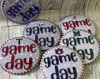 Game Day school Spirit Buttons, customizable with ANY school or colors; collegiate, high school, spirit buttons
