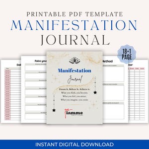Diário de Manifestação 2025 para Imprimir | Planejador da Lei da Atração | Quadro de Visão e Rastreador de Metas | Manifeste a Vida dos Seus Sonhos