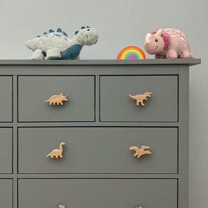 Dinosaur dresser knob for nursery, drawer pull handle for kids room. T-Rex Pterodactyl Triceratops Brontosaurus Stegosaurus Tyrannosaurus image 2