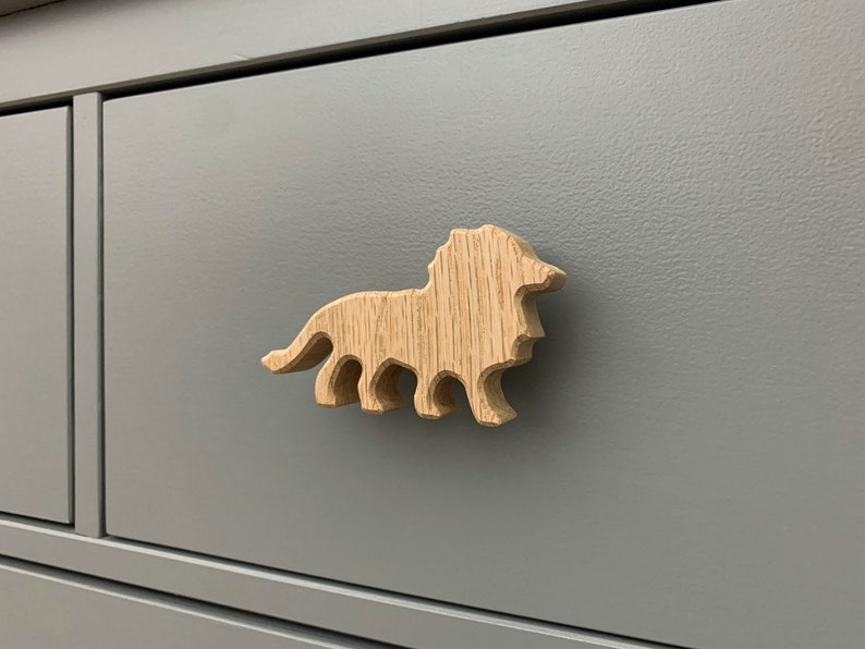 Safari animal dresser knob for nursery, drawer pull handle for kids room. Giraffe Lion Elephant Hippo Monkey Cheetah Crocodile Rhino Jungle image 9