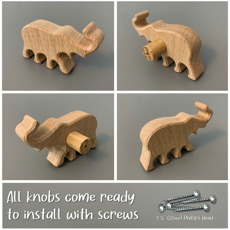 Safari animal dresser knob for nursery, drawer pull handle for kids room. Giraffe Lion Elephant Hippo Monkey Cheetah Crocodile Rhino Jungle image 5