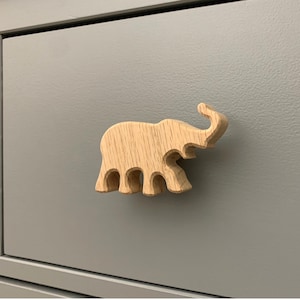 Elephant dresser knob for safari nursery, drawer pull handle for kids room.