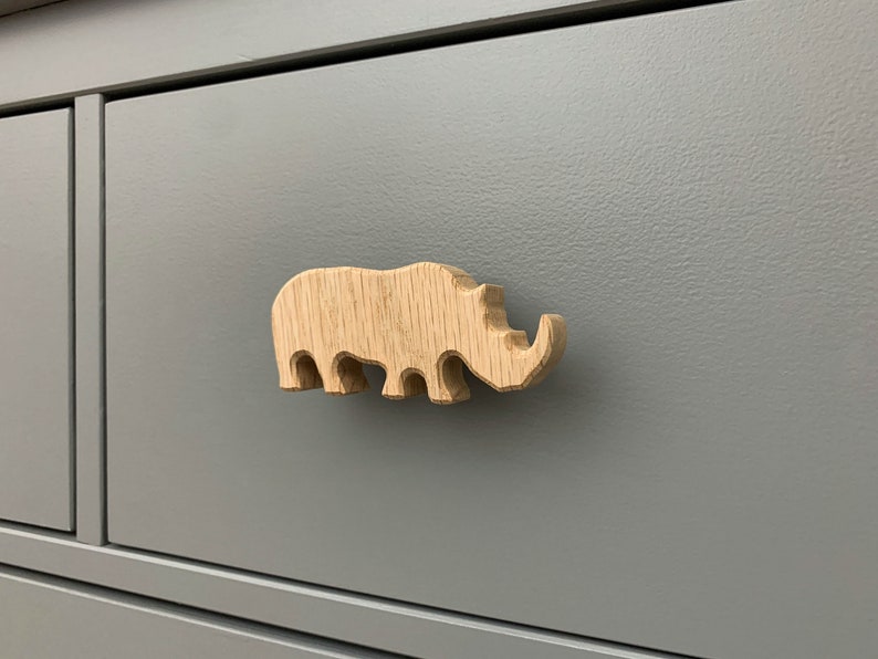 Safari animal dresser knob for nursery, drawer pull handle for kids room. Giraffe Lion Elephant Hippo Monkey Cheetah Crocodile Rhino Jungle image 10