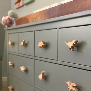 Dinosaur dresser knob for nursery, drawer pull handle for kids room. T-Rex Pterodactyl Triceratops Brontosaurus Stegosaurus Tyrannosaurus image 6