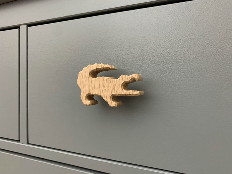 Safari animal dresser knob for nursery, drawer pull handle for kids room. Giraffe Lion Elephant Hippo Monkey Cheetah Crocodile Rhino Jungle image 8