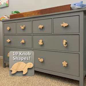 Sea Animal Dresser Knobs for Nursery | Nursery and Kids Room Drawer Pulls | Cute Solid Oak Handmade For New & Expectant Moms | Under the Sea