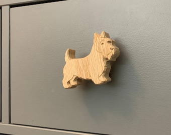 Scottish Terrier Dresser Knobs, Scottie Dog Drawer Pulls, Solid Oak Cabinet Knobs, Handmade Dog Lover