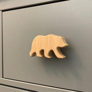 Bear dresser knob for nursery. Woodland animal drawer pull handles for kids room.
