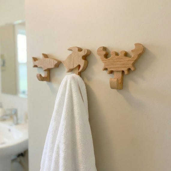 fish bathroom hooks Ocean Bathroom Wall Hooks. Towel holder for beach themed bathroom. Sea  animal robe hanger and storage hook. Nautical bathroom decor