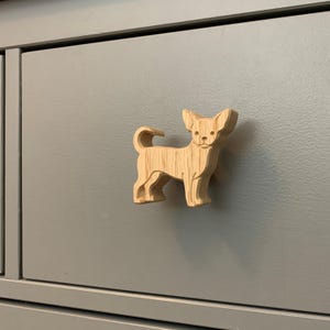 Chihuahua Dresser Knobs, Chihuahua Dog Drawer Pulls, Solid Oak Cabinet Knobs, Handmade Dog Lover Gift