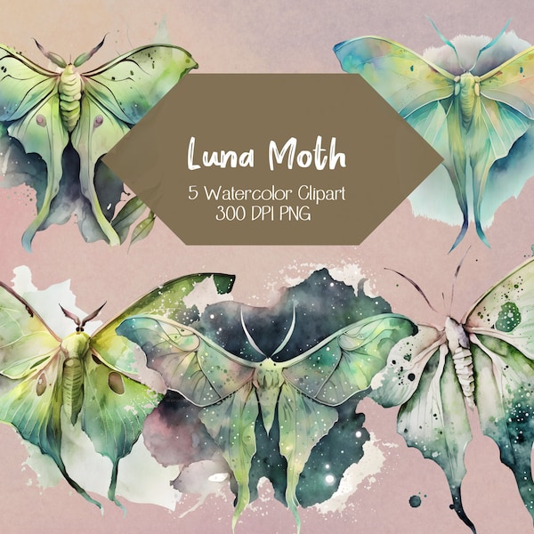 Luna Moth watercolor scrapbook watercolor Luna Moth png clipart watercolor wall art Luna Moth decor watercolor Luna Moth gifts mystical moth