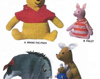 Sewing Pattern - Winnie the Pooh and Friends - PDF Vintage Sewing Pattern - English - Digital Download