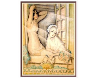 Gerda Wegener: Dos mujeres en una ventana - Patrón de punto de cruz vintage (PDF)