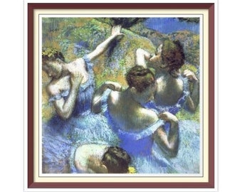 Degas Blue Dancers Vintage Cross Stitch Pattern (PDF)