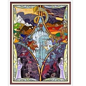 Cross Stitch Pattern Stained Glass PDF Counted Vintage  Full Cross Stitches  4 Sizes