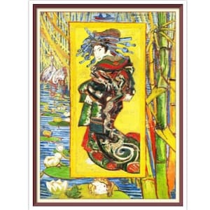 Vincent Van Gogh 1887 The Courtesan Cross Stitch Pattern - PDF Counted Vintage - Full Cross Stitches - 5 Sizes
