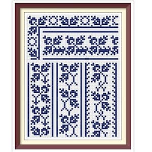 Borders - Cross Stitch Pattern - Corners, Inserts and General Motifs - Antique Sampler PDF Counted Vintage Pattern - Reproduction 1890