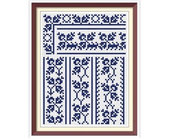 Antique Sampler Cross Stitch Pattern: Borders and Motifs (PDF Pattern)