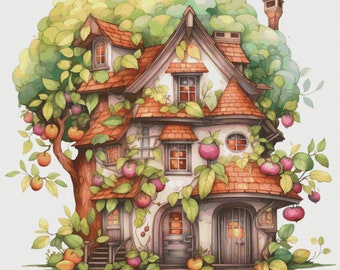 Cottage in Garden Cross Stitch Pattern: Magical House Village (PDF)