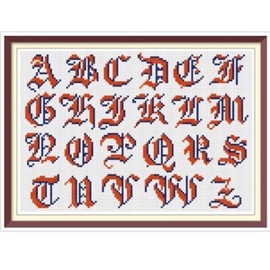 Alphabet - Cross Stitch Pattern -  Antique Sampler - PDF Counted Vintage Cross Stitch Pattern - Reproduction of 19th century