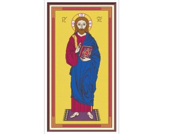Icon Cross Stitch Pattern Jesus Christ PDF Digital Download Counted Embroidery Pattern