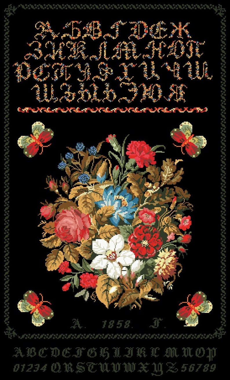 Antique Sampler Cross Stitch Pattern PDF Counted Vintage Cross Stitches