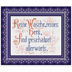Household Mottos Cross Stitch Pattern Vintage Sampler PDF Counted Pattern - German Household Items - Reproduction of 19th century