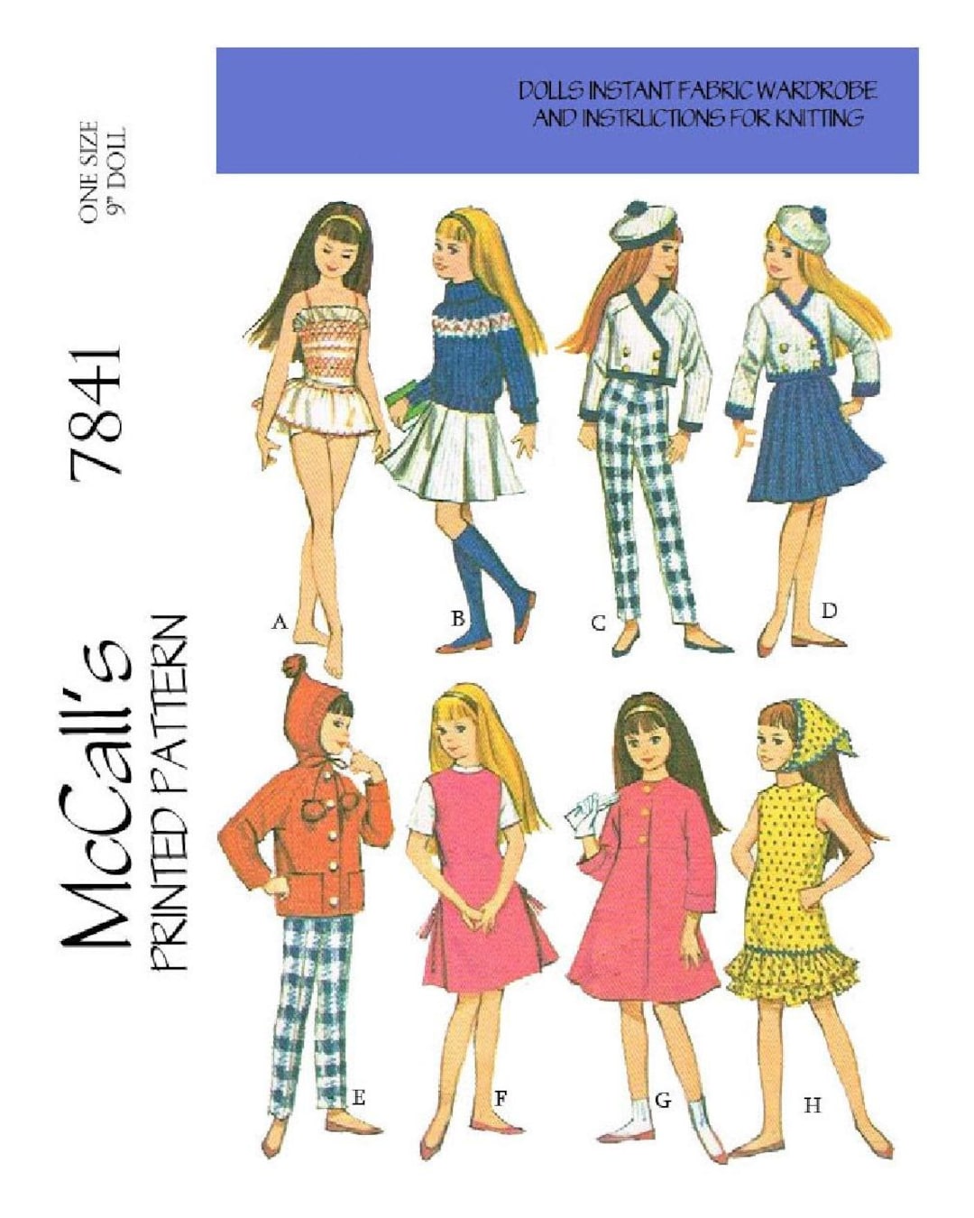 Vintage Doll Clothes Sewing Pattern for 9" Dolls (digital Download PDF ...