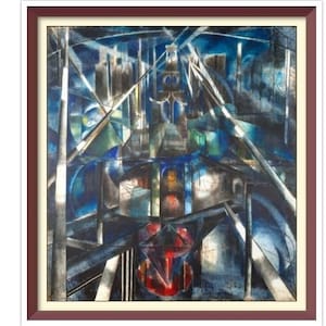 Brooklyn Bridge - Cross Stitch Pattern - Joseph Stella  1877-1946 - PDF Counted Vintage Cross Stitch Pattern - Full Cross Stitches - 4 Sizes