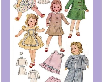 Vintage Sewing Pattern Dolls 14" Simplicity 2538 Wardrobe PDF