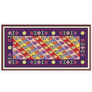 Doll House Carpet Cross Stitch Pattern Runner Rug Antique Miniature for Needlepoint The end of the Nineteenth Century