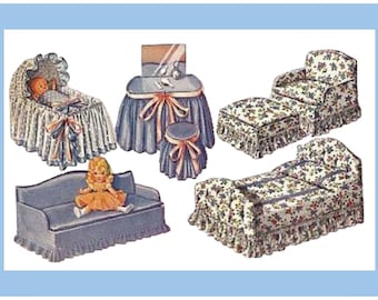 Vintage Sewing Pattern Furniture for Dolls 4"-8" Wardrobe McCalls 811 PDF