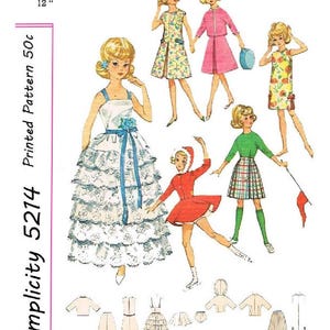 Vintage Sewing Pattern Fashion Dolls 12&quot; Wardrobe Clothes for Dolls 12&quot; Digital Download PDF