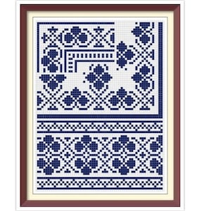 Borders - Cross Stitch Pattern - Corners, Inserts and General Motifs - Antique Sampler PDF Counted Vintage Pattern - Reproduction 1890