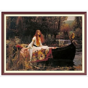 PDF Patrón de Punto de Cruz Vintage Contado - La Hechicera de Shallot - John William Waterhouse 1888 - Puntos de Cruz Completos - 4 Tamaños