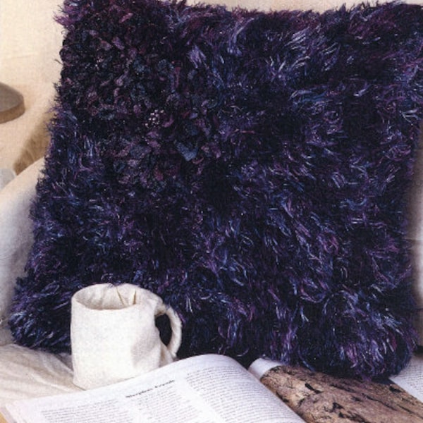 Flowered Fur Pillow - PDF Vintage Knitting Pattern - Afghans Knitting Pattern - Country Home Decor - English