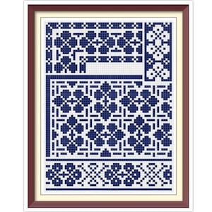 Borders - Cross Stitch Pattern - Corners, Inserts and General Motifs - Antique Sampler PDF Counted Vintage Pattern - Reproduction 1890