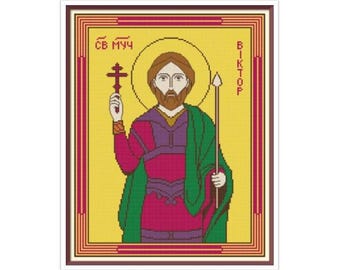 Icon Cross Stitch Pattern St. Viktor PDF Digital Download Counted Embroidery Pattern