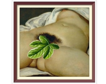 Oorsprong van de wereld - Gustave Courbet 1866 - PDF geteld vintage kruissteekpatroon - volledige kruissteken - 4 maten