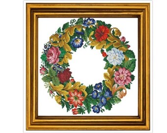 Flower Wreath Cross Stitch Pattern - PDF Counted Antique Cross Stitches - Berlin Embroidery