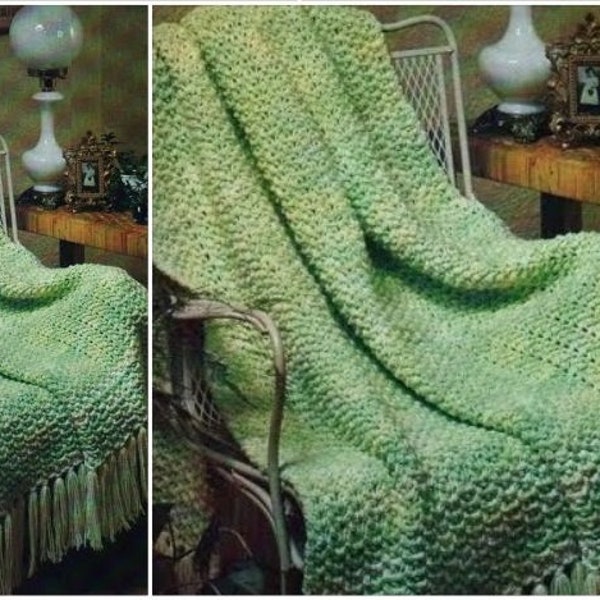 Knitted Lemon Lime Sherbet - Afghans Knitting Pattern - Country Home Decor - PDF Vintage Knitting Pattern - English