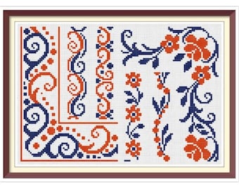 Antique Sampler Cross Stitch Pattern: 19th Century Borders (PDF)