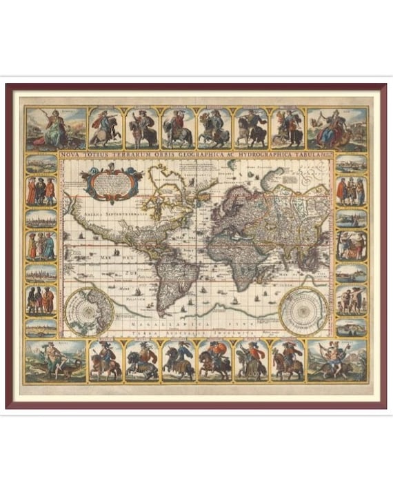 Vintage Atlas Map Cross Stitch Pattern: Visscher Nicolaes 1649