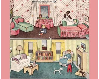 Dollhouse Vintage Sewing Pattern Cardboard House and Family Dolls McCalls 1002 PDF