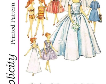 Vintage Doll Clothes Sewing Pattern: 11-1/2" Fashion Wardrobe (Digital Download PDF)