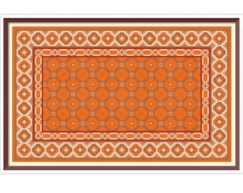 Cross Stitch Pattern PDF: Miniature Oriental Doll Rug, Geometric Embroidery